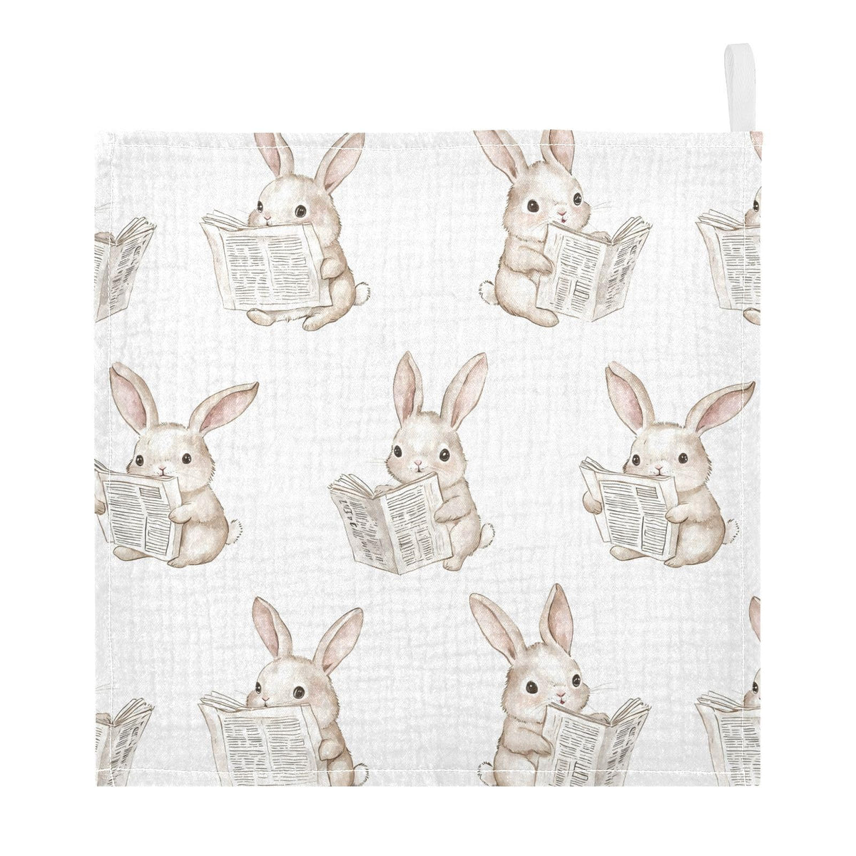 vvfelixl Baby Muslin Washcloths Bunny Reading Newspapers Baby Burp Cloths Cotton Babys Face Towel for Newborn Infants Boys Girls