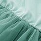 Twkioue Girl Ruffle Sleeve Dress Crewneck Tutu Tulle Fluffy Solid Color Dresses 817 Green 130