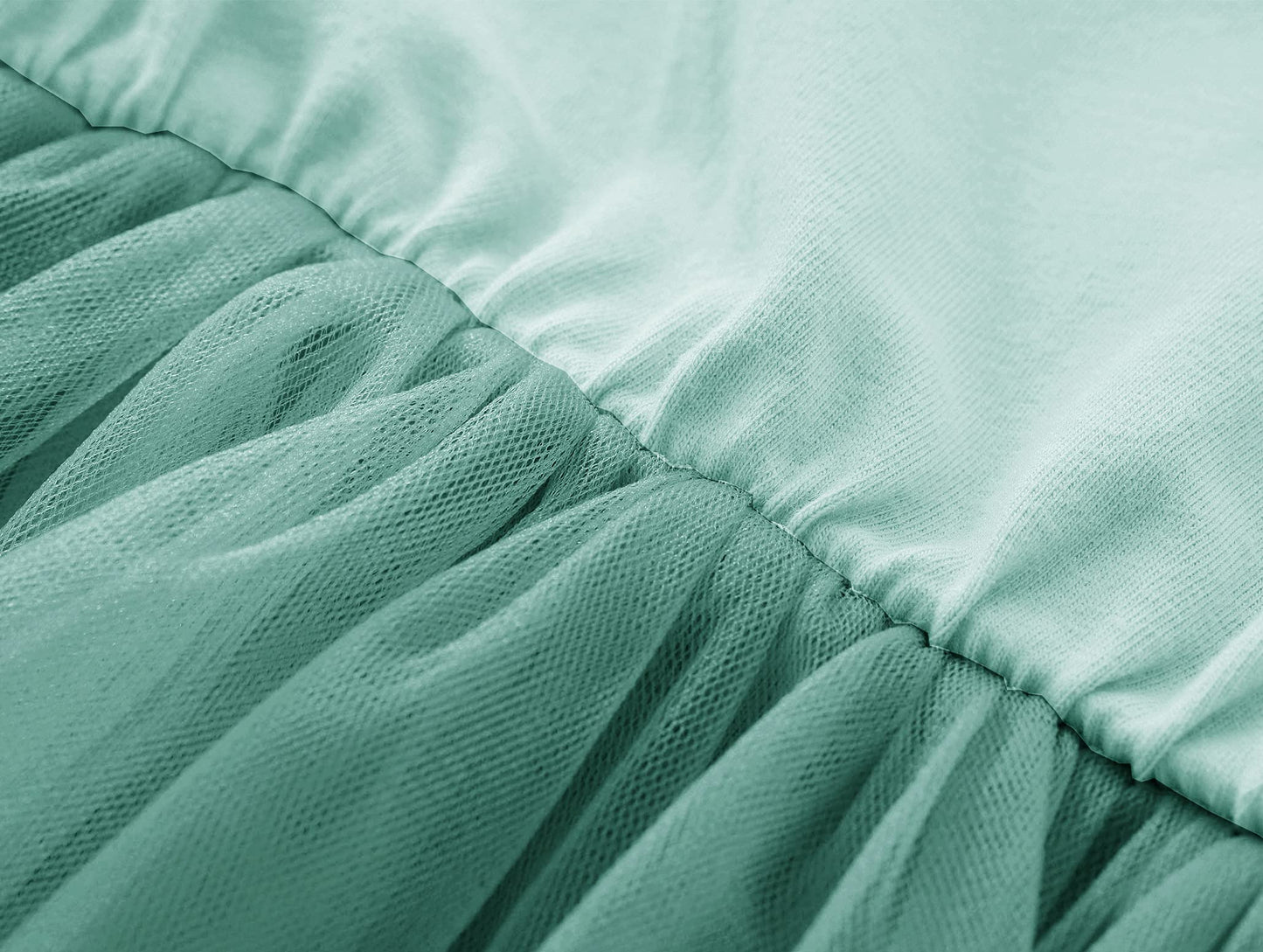 Twkioue Girl Ruffle Sleeve Dress Crewneck Tutu Tulle Fluffy Solid Color Dresses 817 Green 130