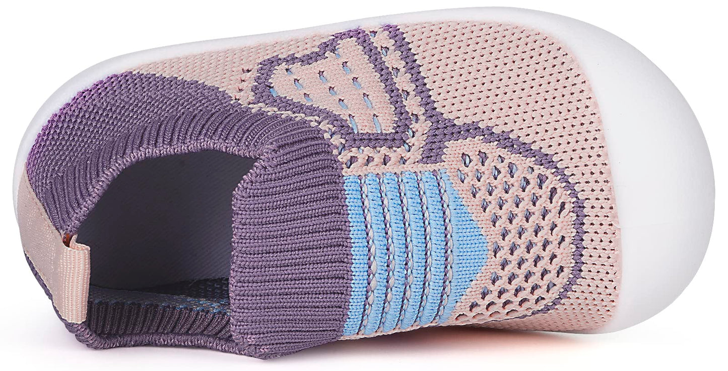 Baby Boys Girls Walker Shoes Toddler Socks Breathable Mesh Baby Walker Shoes Slippers Infant Shoes Non Slip Soft Rubber Sole,Pur