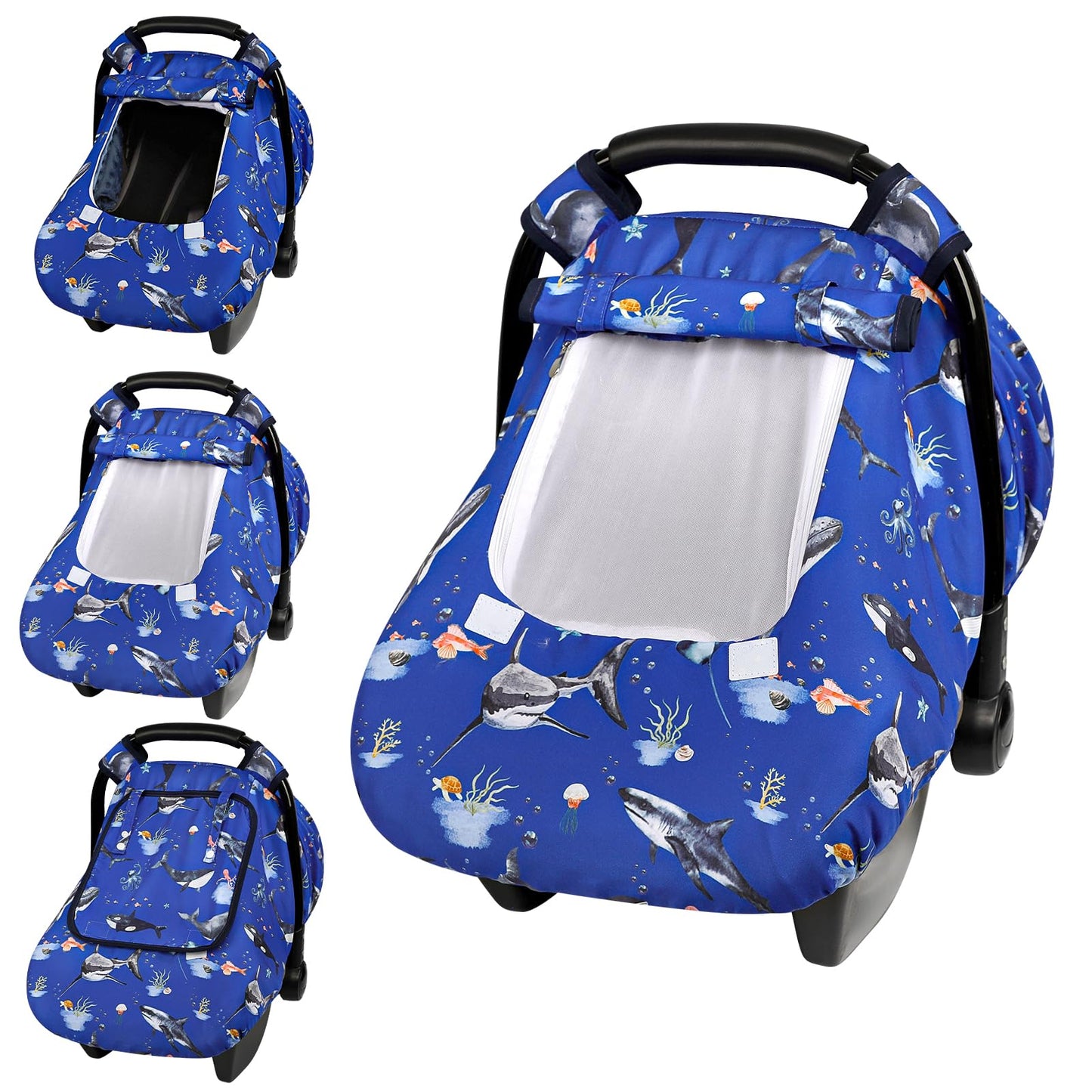 Pea Pod Car Seat Cover Baby, Infant Car Seat Canopy Covers for Newborn with 2 Layers Windows of Breathable Mesh Fabric, Lightwei