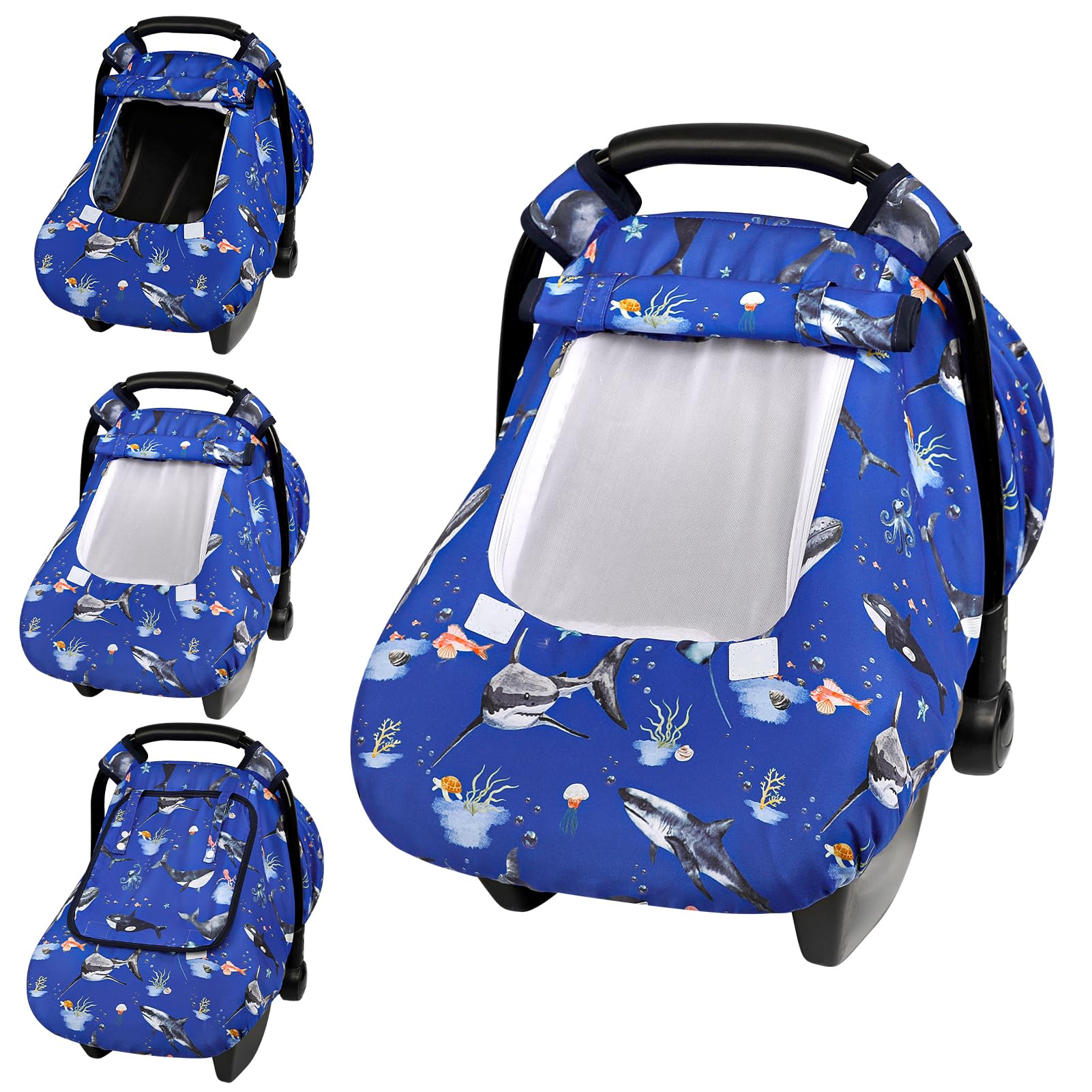 Pea Pod Car Seat Cover Baby, Infant Car Seat Canopy Covers for Newborn with 2 Layers Windows of Breathable Mesh Fabric, Lightwei