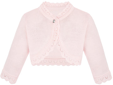 Lilax Baby Girls Knit Long Sleeve Button Closure Bolero Cardigan Shrug 12-18 Months Pink