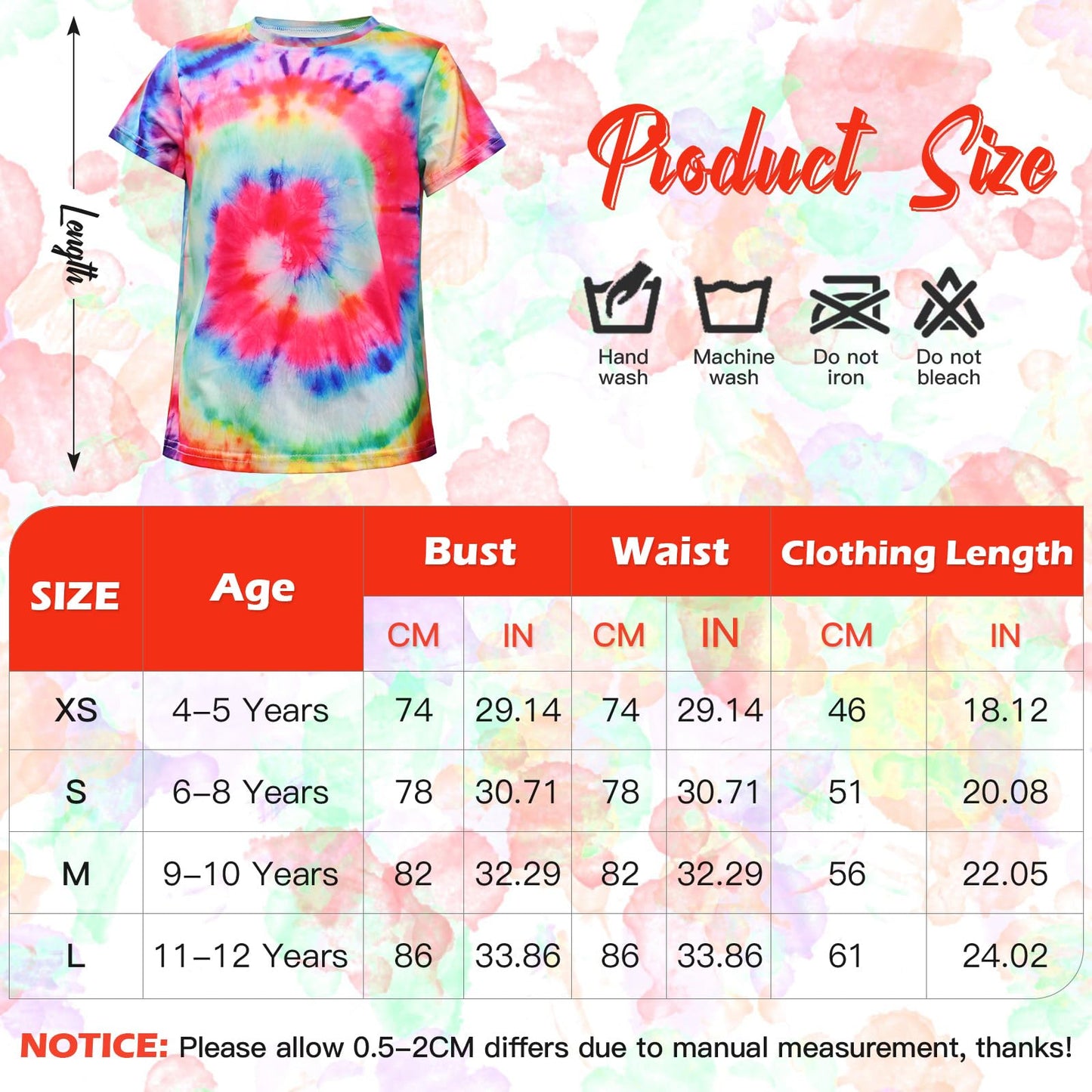 Xonyicos 4Pcs Hippie Costume For Kids Boys Girls 60S 70S Colorful Shirts Halloween Party Cosplay For 4-12Years (Pink, Xs)