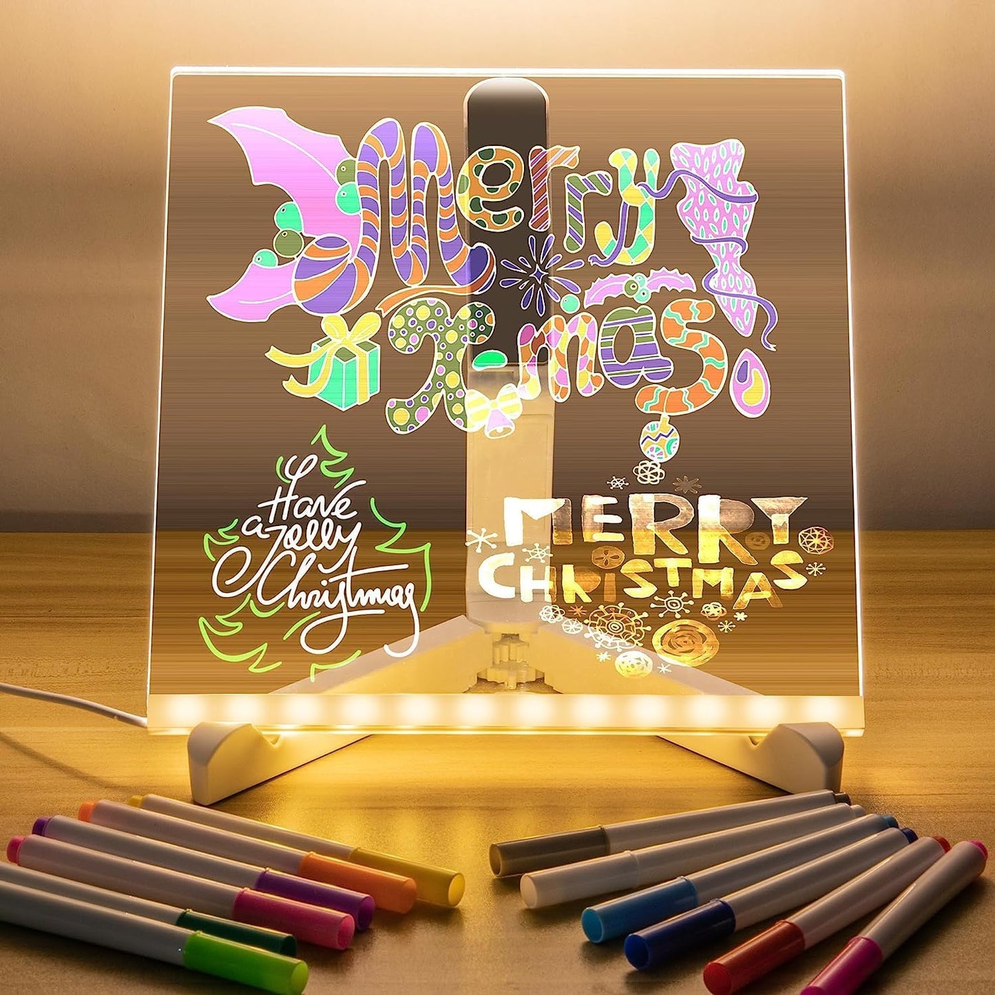 Desidiya Diy 3D Acrylic Writing Board With Pen & Light Table Lamp | Led Writing Table Lamp For Kids Corded Electric Home & Offic
