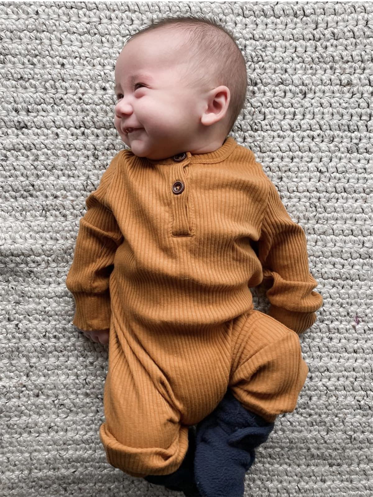 Eghunooy Baby Boy Girl Solid Color One Piece Romper Jumpsuit Outfits Clothes (0-3 Months) Yellow
