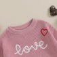 Baby Girl Valentines Day Outfit Love Heart Sweet Long Sleeve Sweater Tshirt Crewneck Tops Fall Winter Clothes (C-Red, 6-9 Months