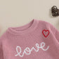 Baby Girl Valentines Day Outfit Love Heart Sweet Long Sleeve Sweater Tshirt Crewneck Tops Fall Winter Clothes (C-Red, 9-12 Month