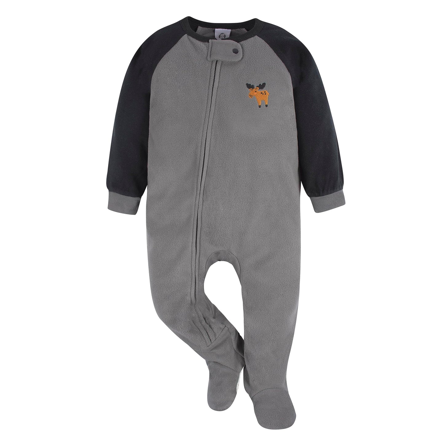 Gerber Baby Boys Toddler Loose Fit Flame Resistant Fleece Footed Pajamas 2-Pack, Grey Moose, 2T