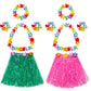 TOODOO Elastic Hawaiian Hula Grass Skirt with Flower Costume Set for Party Beach Dance Fancy Dress, Multicolor, 2 Sets