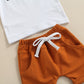 Newborn Baby Boy Clothes Summer Short Sleeve T-Shirt Tops Solid Color Shorts 3 6 9 12 18 Months Boy Casual Outfits (Bro White, 0