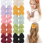 Doboi 20Pcs Fable Hair Clips - 3.6 Inch Cotton Linen Bows For Girls - Solid 10 Color Hair Accessories For Baby Toddlers Kids