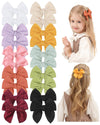 Doboi 20Pcs Fable Hair Clips - 3.6 Inch Cotton Linen Bows For Girls - Solid 10 Color Hair Accessories For Baby Toddlers Kids