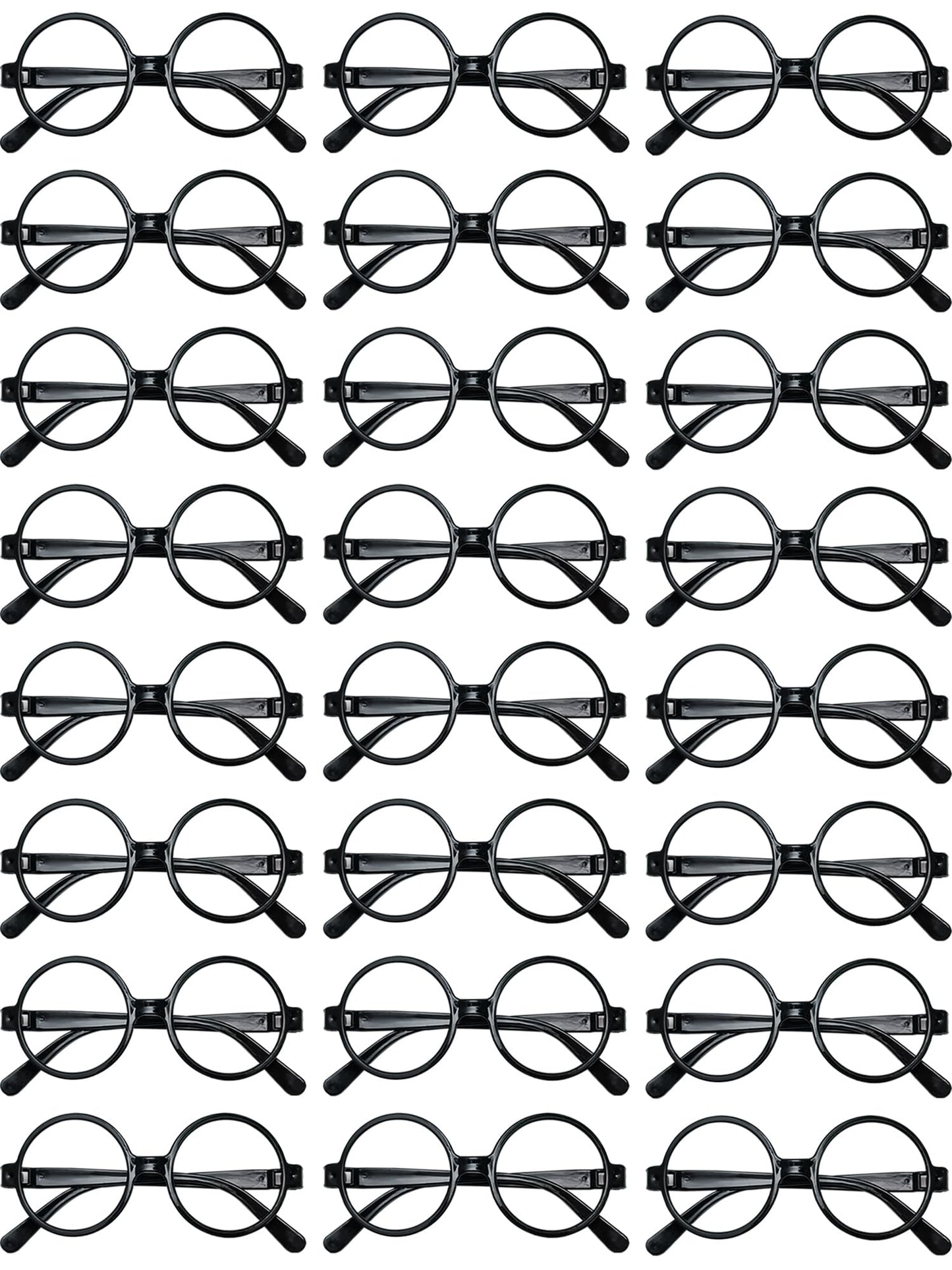 24 Pairs Black Wizard Glasses Plastic Halloween Costume Glasses Round Frame No Lens For St Patrick'S Day Wizard Party Favors