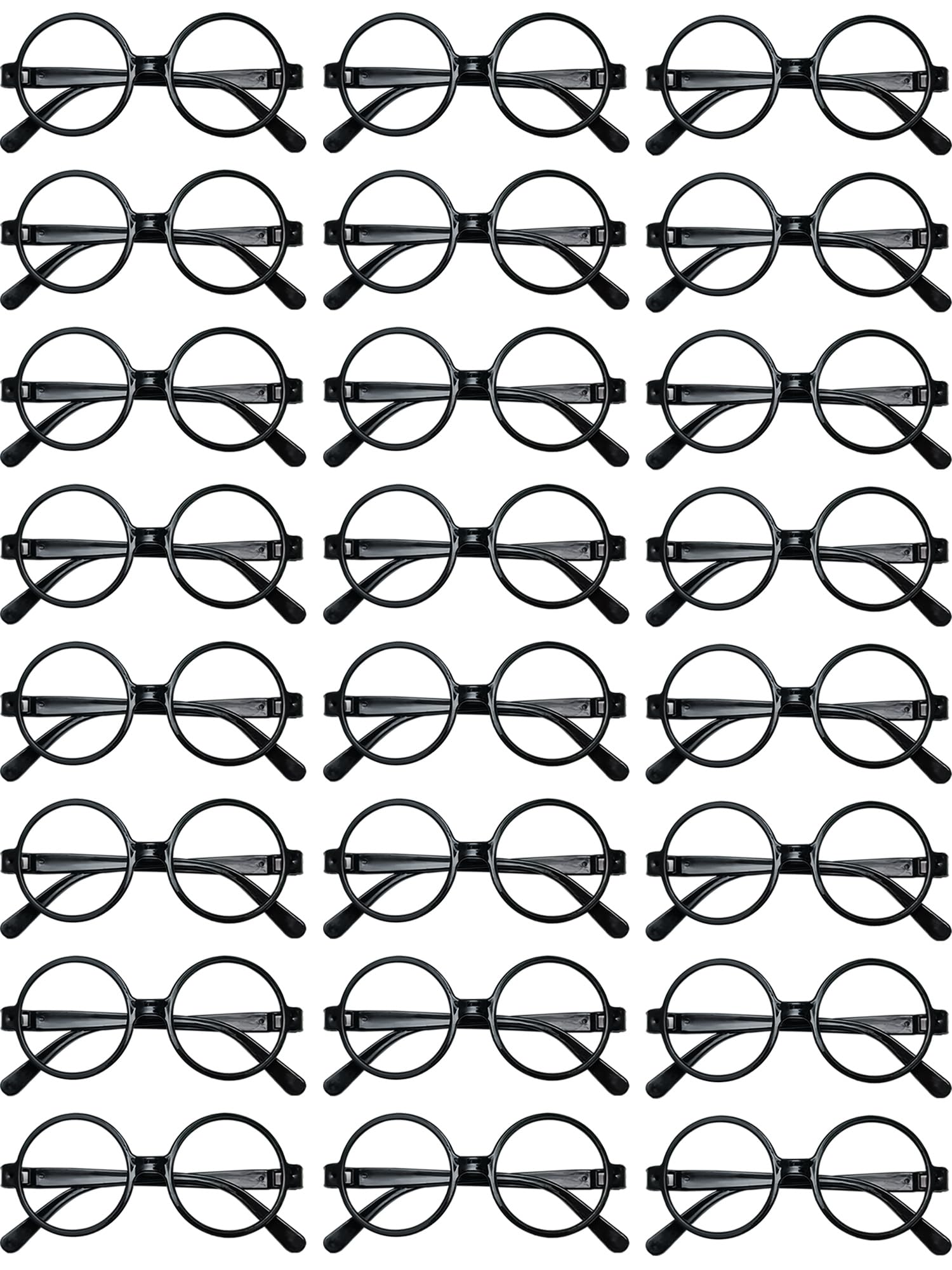 24 Pairs Black Wizard Glasses Plastic Halloween Costume Glasses Round Frame No Lens For St Patrick'S Day Wizard Party Favors