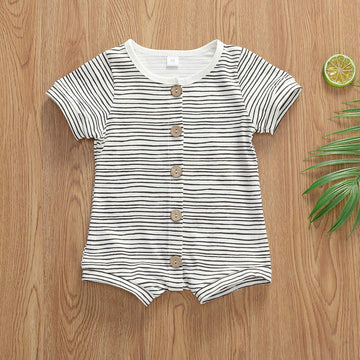 Iddolaka Newborn Summer Baby Boy Girl Romper Bodysuit Jumpsuit Playsuit One Piece Outfit Clothes (Short Sleeve Black White, 12-1