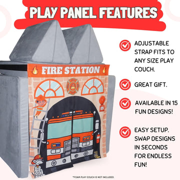 Couch Swag Play Panel for Childrens Foam Sofa Kids Couch (Firehouse)