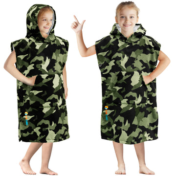 Sun Cube Kids Changing Robe Surf Poncho, Kids Beach Towels, Hooded Towel For Toddler Bath Pool, Microfiber Quick Dry Wearable To
