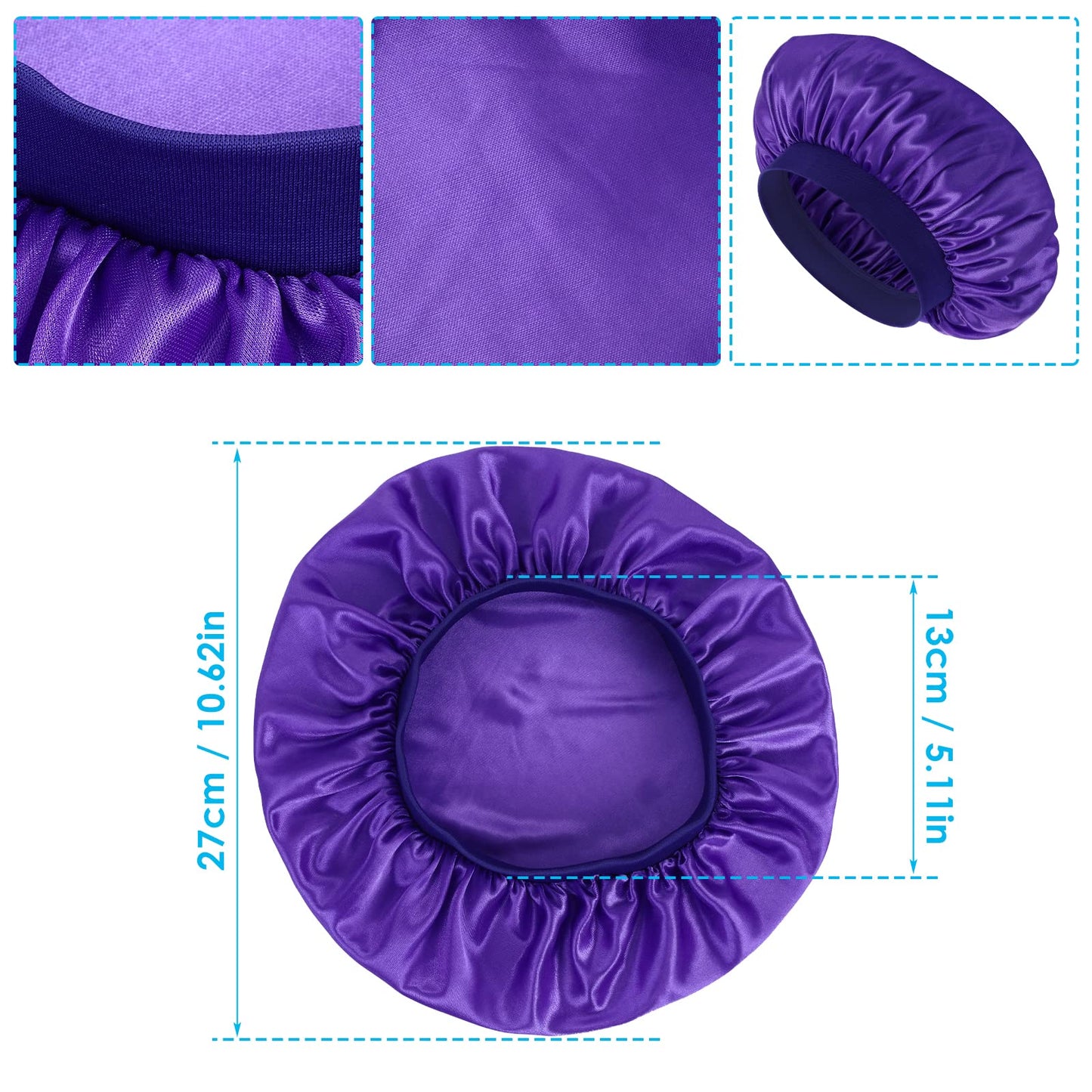 Prasacco 3 Pieces Kids Satin Bonnet Baby Bonnet Sleeping Cap Soft Silk Night Hats Colorful Satin Cap For Baby Girls Boys Natural