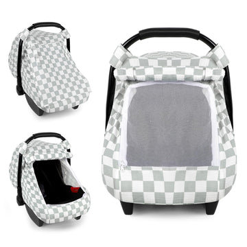 DILIMI Car Seat Covers for Babies, Muslin Cotton Baby Car Seat Cover with Breathable Mesh Window, Summer Infant Car Seat Canopy 
