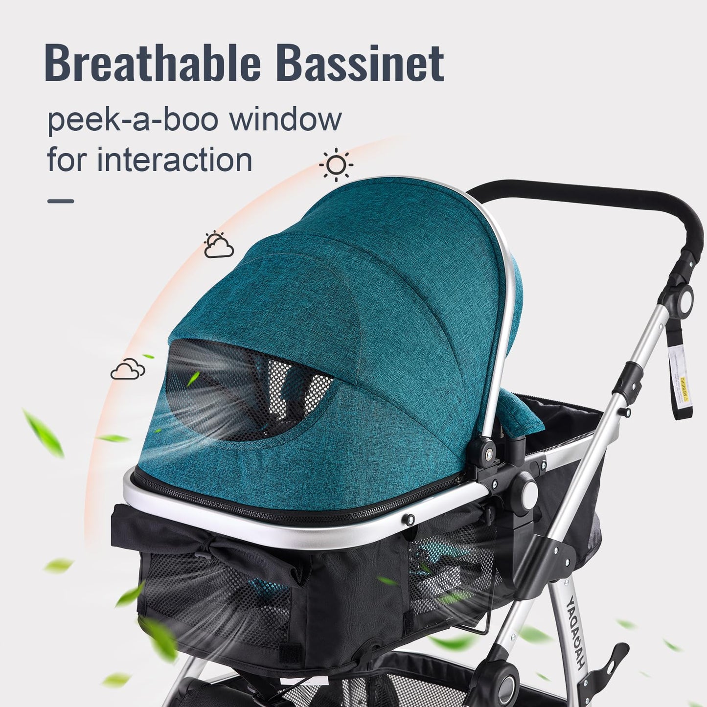 Hagaday Baby Stroller, 2-In-1 Reversible Toddler Seat With Bassinet Mode, Foldable Infant Stroller With Canopy, One Button Brake