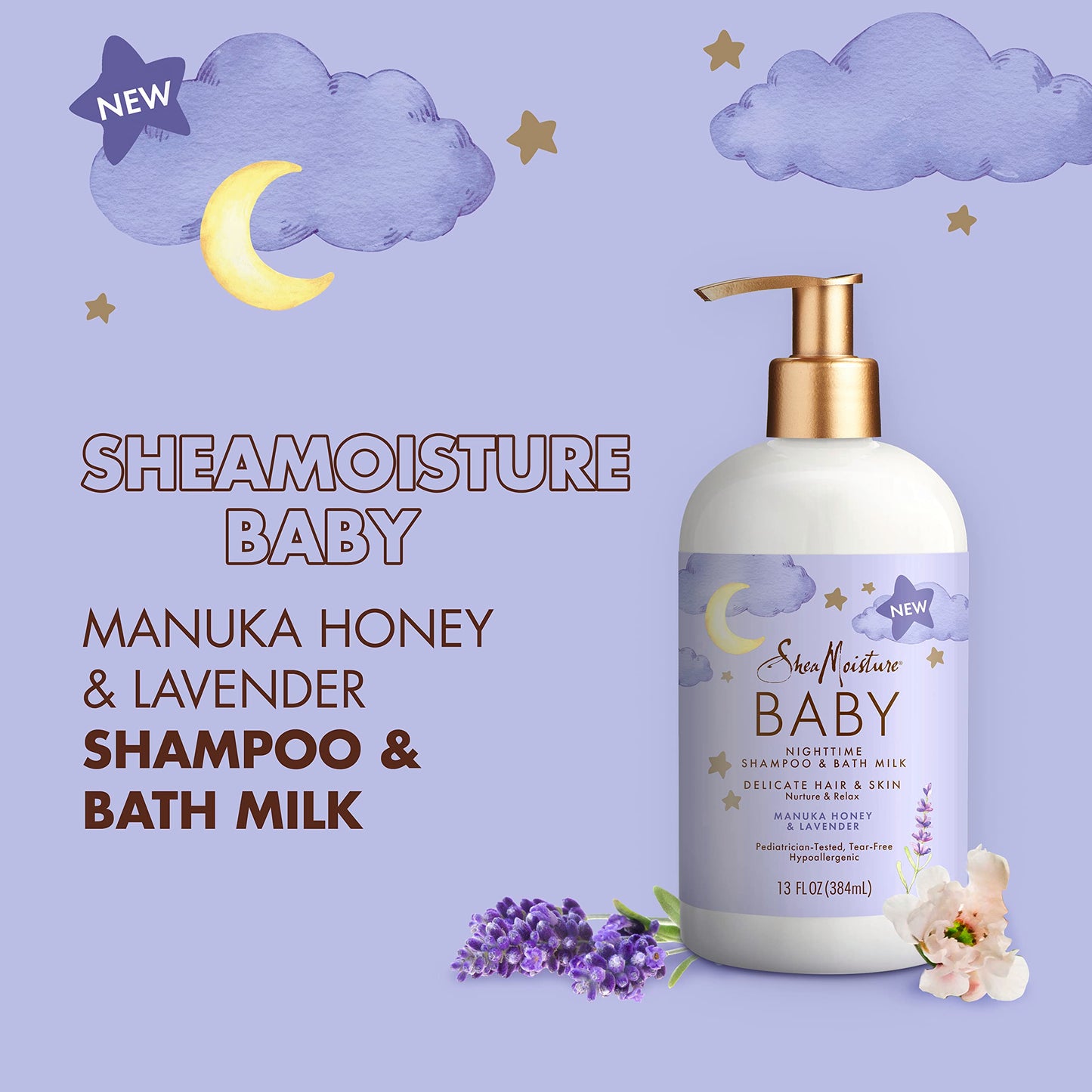 Sheamoisture Baby Shampoo & Bath Milk Manuka Honey & Lavender For Delicate Hair And Skin Nighttime Skin And Hair Care Regimen 13