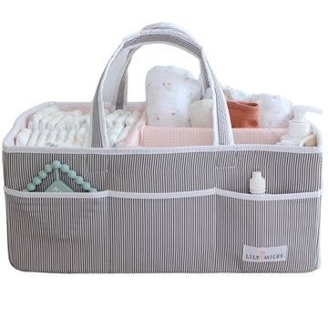 Lily Miles Baby Diaper Caddy - Organizer Tote Bag For Baby Girl Essentials - Baby Shower Basket - Nursery Must Haves - Registry