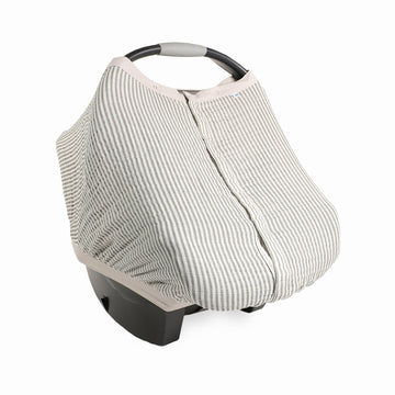 Little Unicorn Breathable Car Seat Canopy | Magnetic Closure Cover & Universal Fit | Protection & Privacy For Baby (Grey Stripe)
