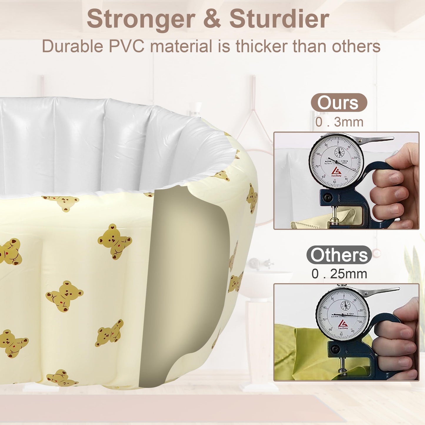 Mink Newborn To Toddler Bath Tub,Inflatable Baby Bathtub With Built-In Air Pump,Portable Travel Shower Basin With Back Support,