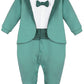 Lilax Baby Boy Gentleman Tuxedo Footie Christmas Holiday Outfit With Bow Tie (6 Months, Seafoam)