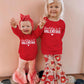 Toddler Baby Girl Valentines Outfit Daddy 'S Valentine Crewneck Sweatshirt Shirts Flare Pant Valentines Clothes  (Red - Daddy'S