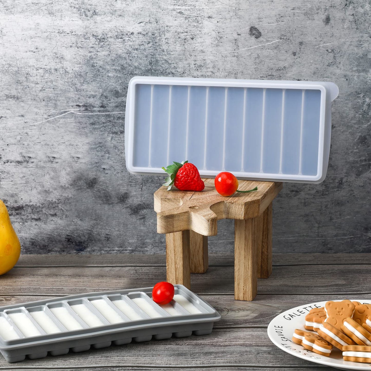2 Pieces Breastmilk Storage Container Baby Food Milk Silicone Freezer Trays With Lid Breastmilk Freezer Tray Organizer Ice Trays