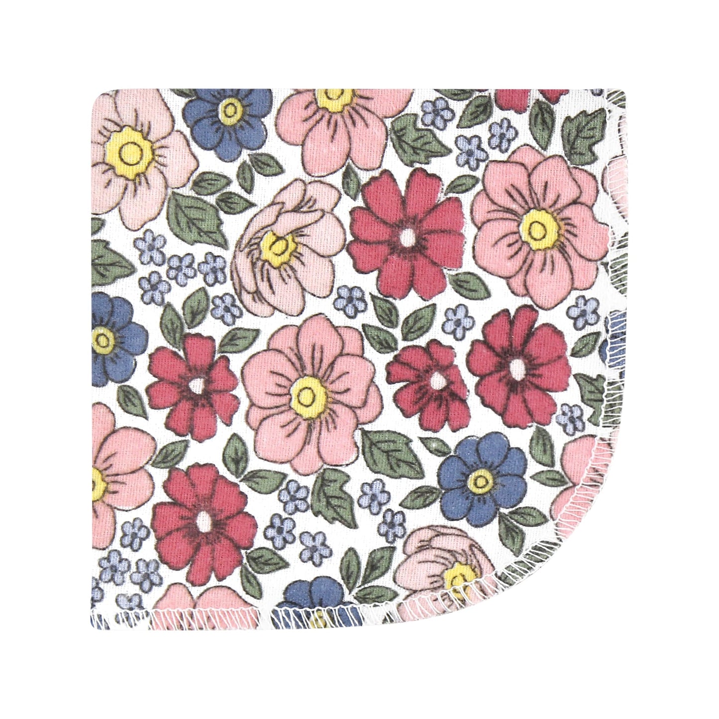 Hudson Baby Unisex Baby Flannel Cotton Washcloths, Pink Blue Pretty Floral 12 Pack, One Size