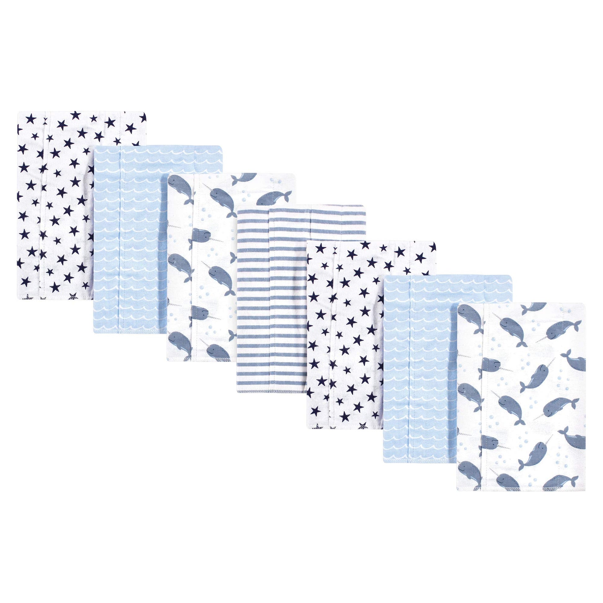 Hudson Baby Unisex Baby Cotton Flannel Burp Cloths, Narwhal, One Size