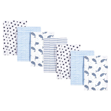 Hudson Baby Unisex Baby Cotton Flannel Burp Cloths, Narwhal, One Size