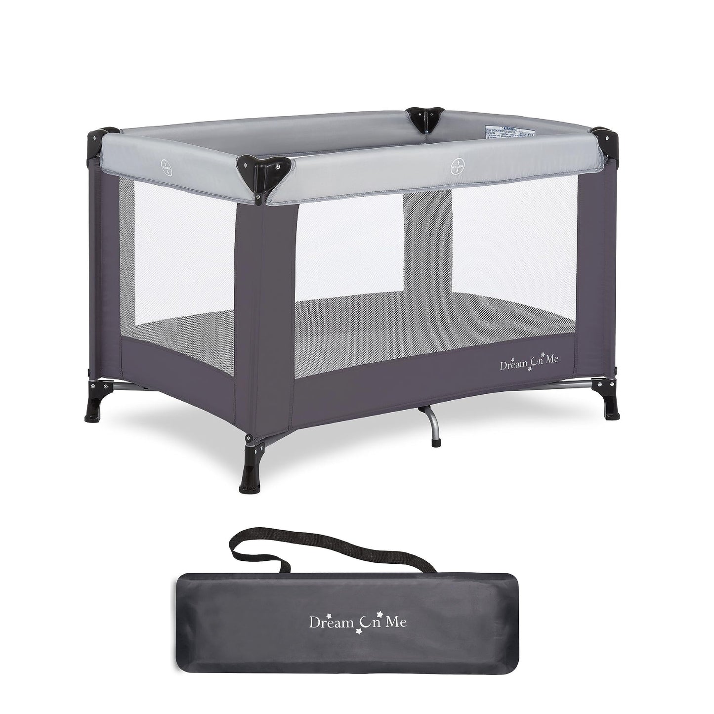 Dream On Me Nest Portable Playard in Grey with Carrybag an Shoulder Strap, Lightweight, Packable and Easy Setup Baby Playard, Br