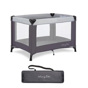 Dream On Me Nest Portable Playard in Grey with Carrybag an Shoulder Strap, Lightweight, Packable and Easy Setup Baby Playard, Br