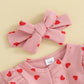 Ayalinggo Valentines Baby Girl Outfit Bowknot Heart Footie Romper Long Sleeve Onesie Newborn Christmas Clothes (Love Heart, 0-3