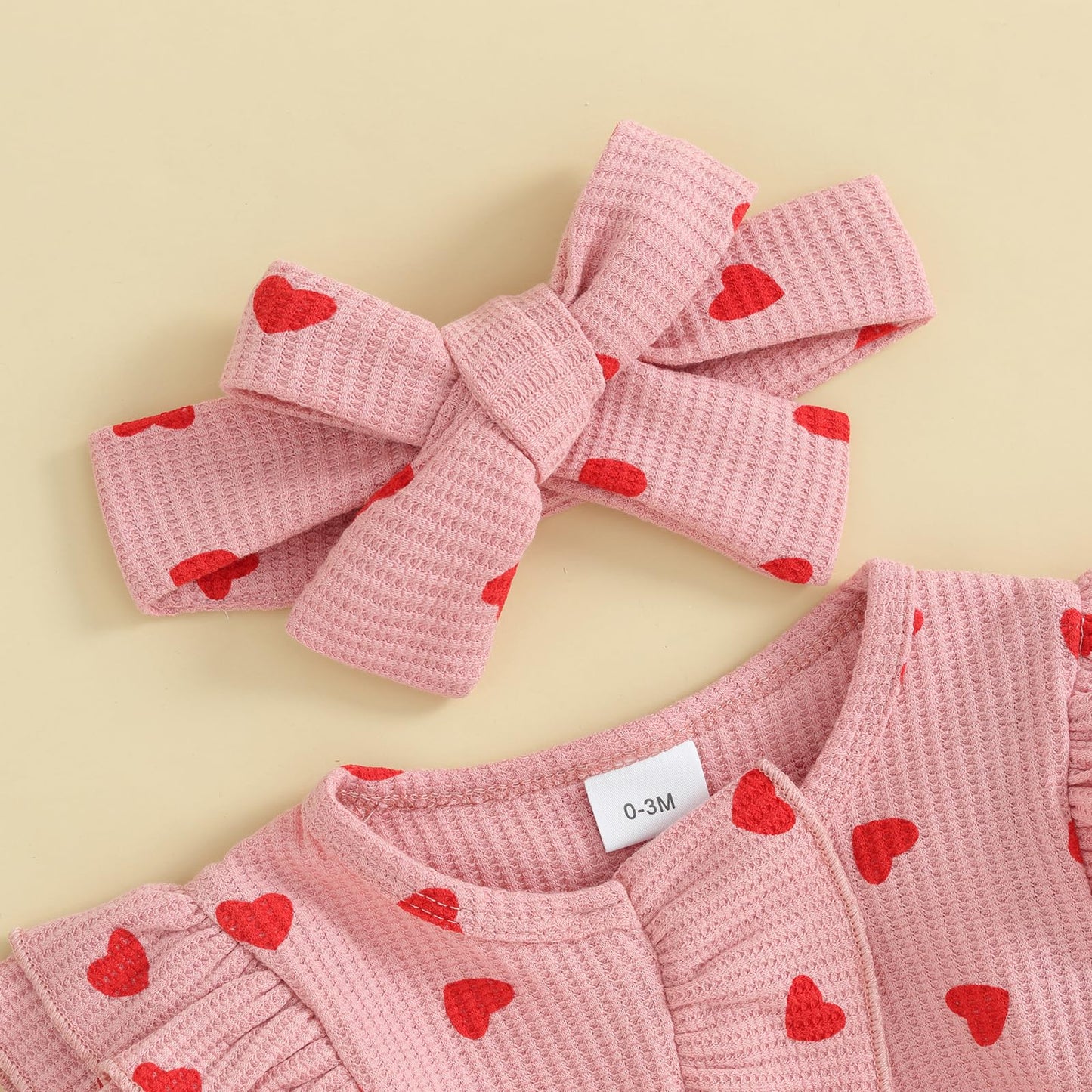Ayalinggo Valentines Baby Girl Outfit Bowknot Heart Footie Romper Long Sleeve Onesie Newborn Christmas Clothes (Love Heart, 0-3