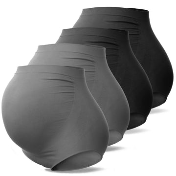 Sunnybuy Womens Maternity High Waist Underwear Pregnancy Seamless Soft Hipster Panties Over Bump (2Black 2Dark Grey,3X Plus)