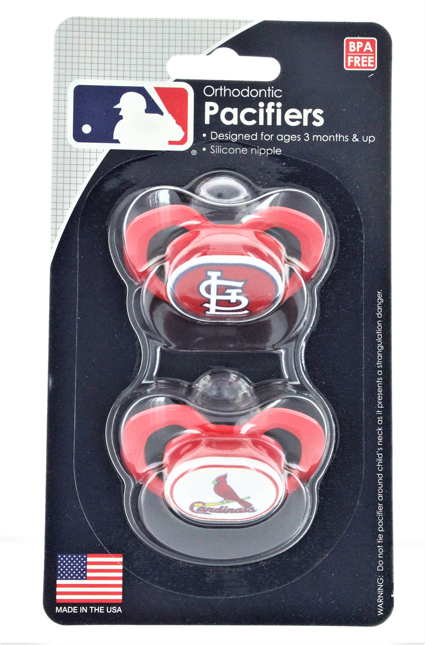Baby Fanatic Mlb St. Louis Cardinals Unisex Pacifiers2 Pack, Team Colors, One Size