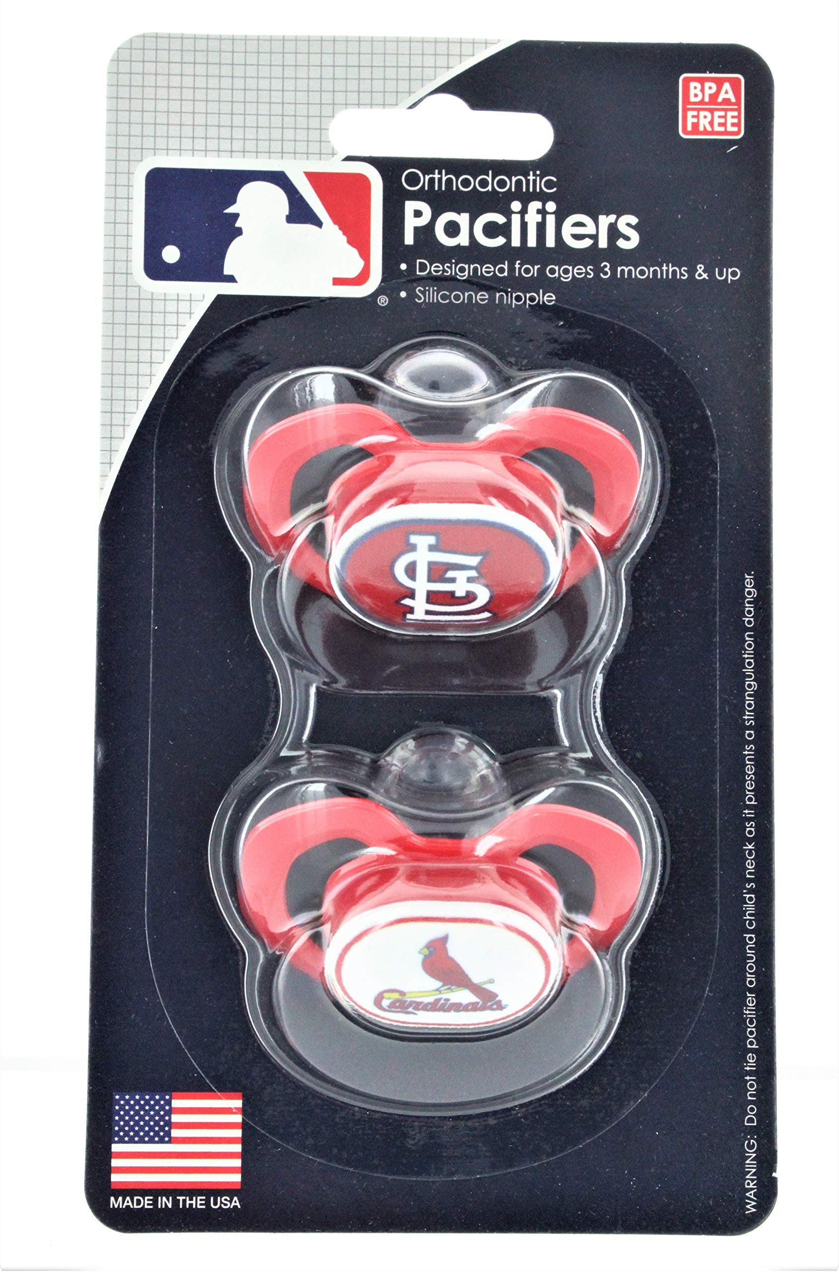 Baby Fanatic Mlb St. Louis Cardinals Unisex Pacifiers2 Pack, Team Colors, One Size
