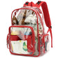 Yusudan Clear Diaper Bag Backpack for Baby Girls Boys, Mom Nappy Changing Bags for Women (Red)