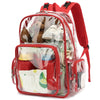 Yusudan Clear Diaper Bag Backpack for Baby Girls Boys, Mom Nappy Changing Bags for Women (Red)