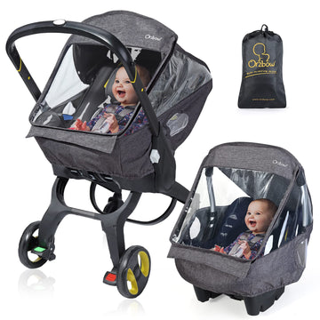Universal Car Seat Rain Cover, Weather Shield for Infant Car Seat with Storage Bag, Side Ventilation & Handle Opening, Provides 