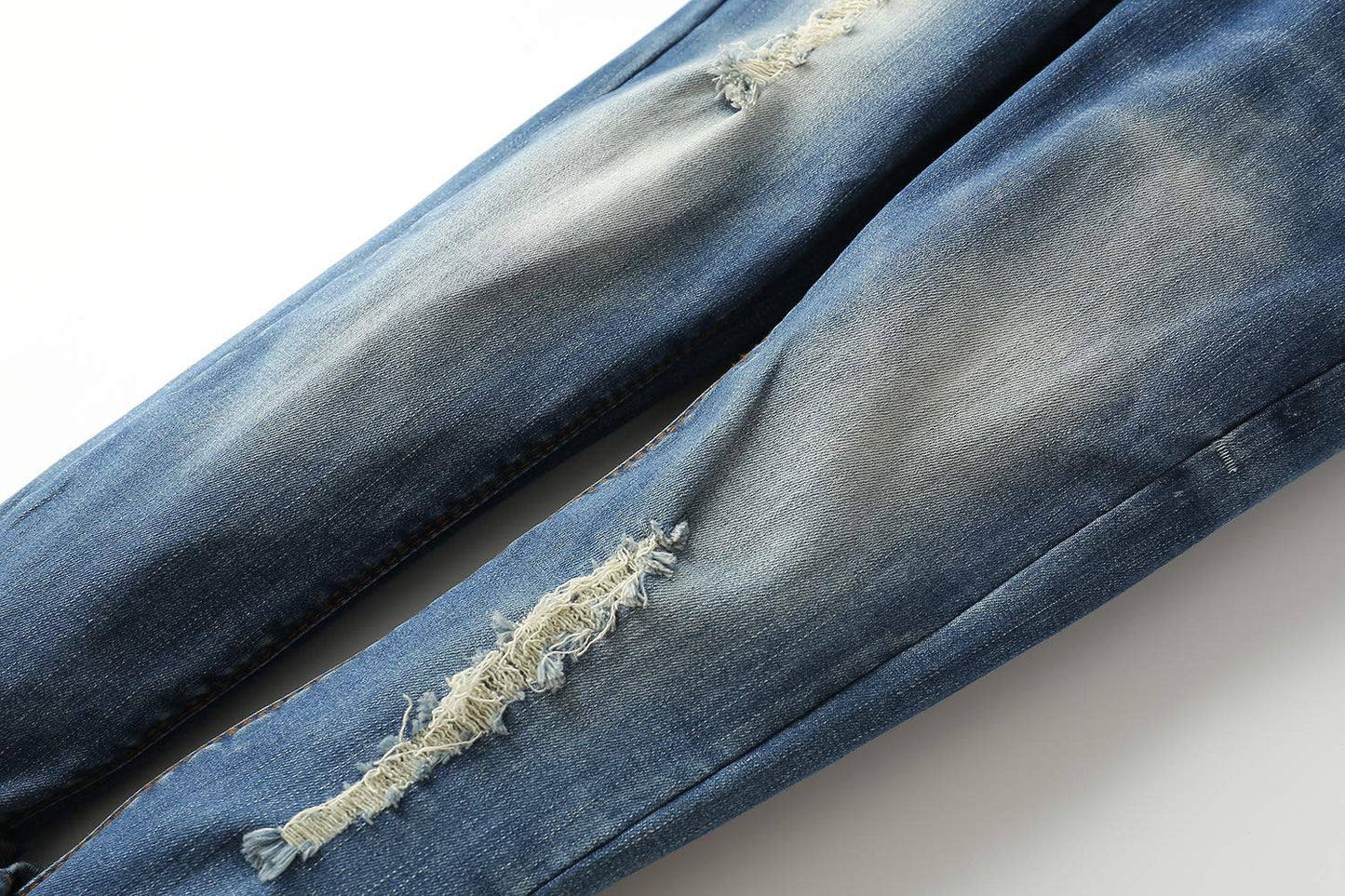 Kidscool Space Baby Girl Boy Jean,D Ring Elastic Band Inside Ripped Denim Pants,Blue,12-18 Months