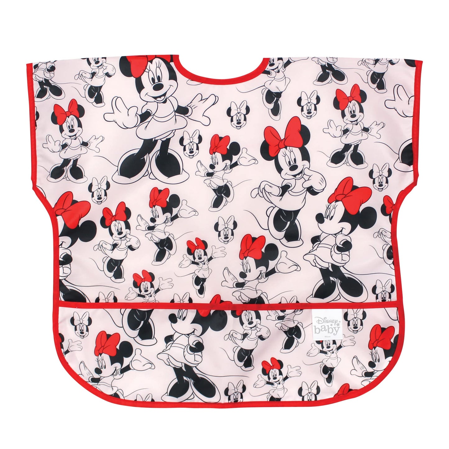 Bumkins Junior Short Sleeve Toddler Bib, Smock For Kids 1-3 Years, Waterproof Fabric, Disney Minnie Mouse Classic