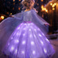 Uporpor Light Up Princess Dress Girls Halloween Costume Dressing Up Clothes Outfit Costume For Christmas Birthday Party, Purple,