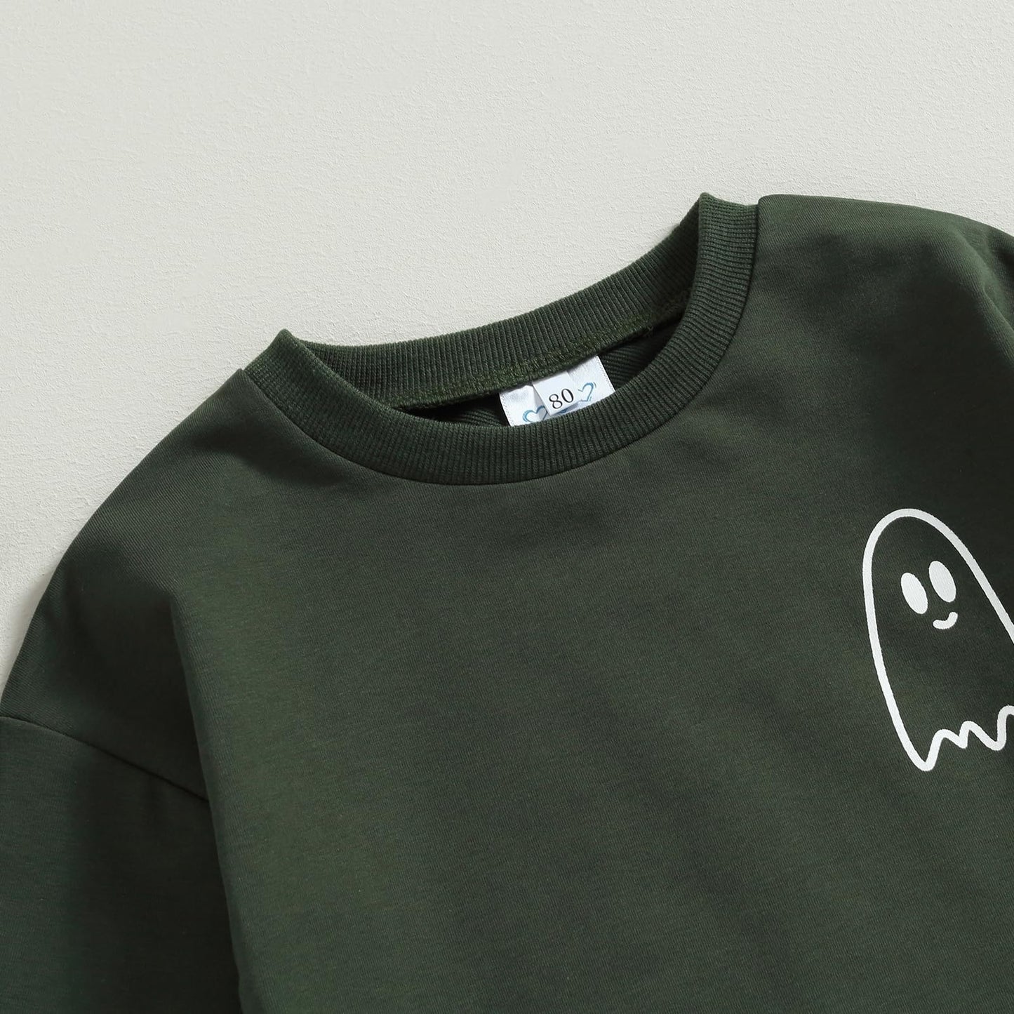 Toddler Baby Girl Boy Halloween Clothes Pumpkin Shirt Ghost Sweatshirt Pants Fall Outfit Baby Halloween Costumes (Dark Green Gho