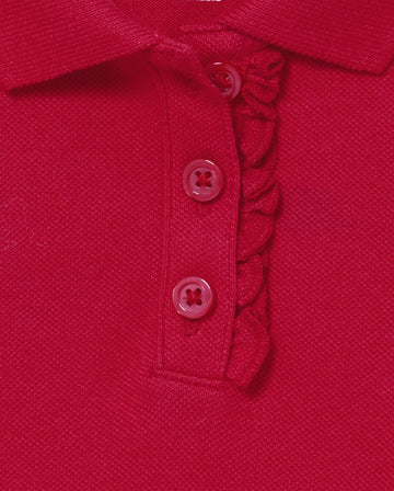 The Children'S Place Baby Girls And Toddler Girls Long Sleeve Ruffle Pique Polo, Ruby, 3T